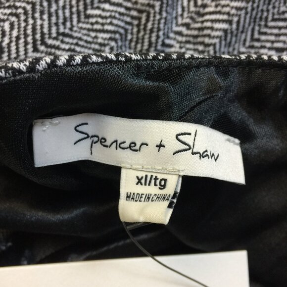 New! Spencer + Shaw Sheath Dress XL Black White Herringbone Knit Cap Sleeve - Picture 5 of 14